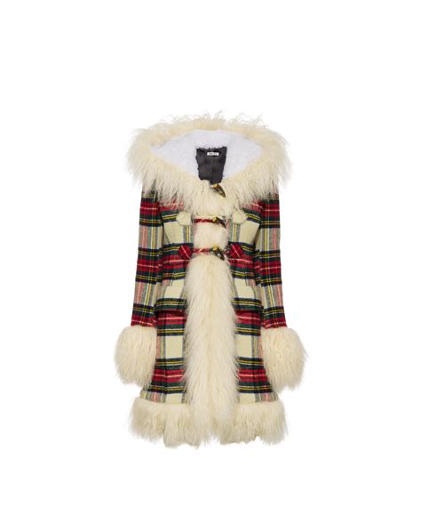 plaid coat by miu miu|Ivory Single.